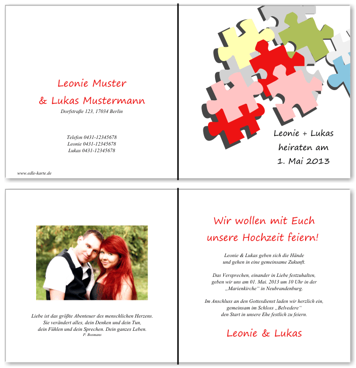  Einladungskarten Hochzeit, Hochzeitseinladungen, Hochzeitskarten, Einladungen f&uuml;r Hochzeit