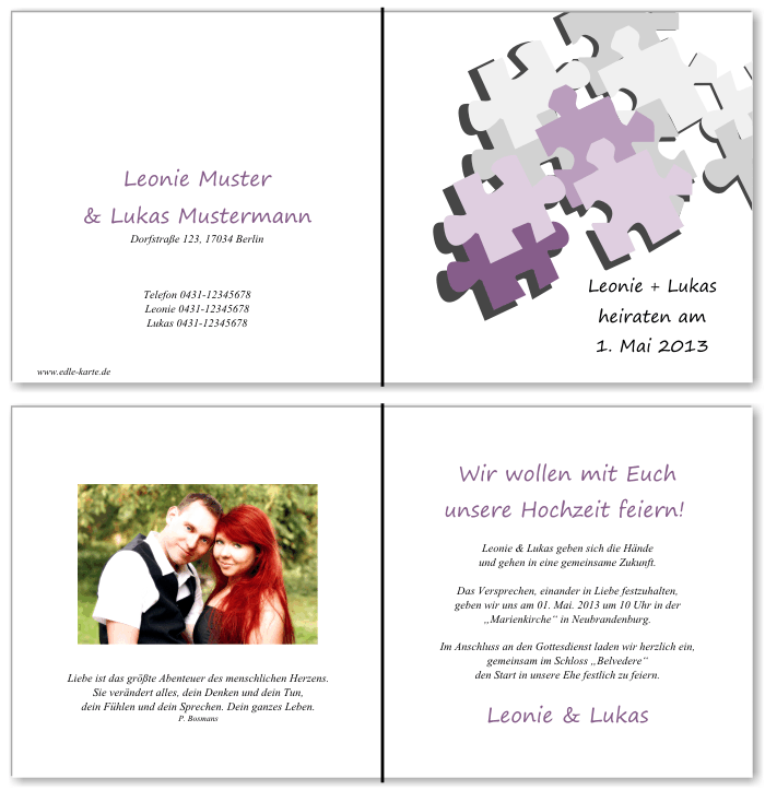  Einladungskarten Hochzeit, Hochzeitseinladungen, Hochzeitskarten, Einladungen f&uuml;r Hochzeit