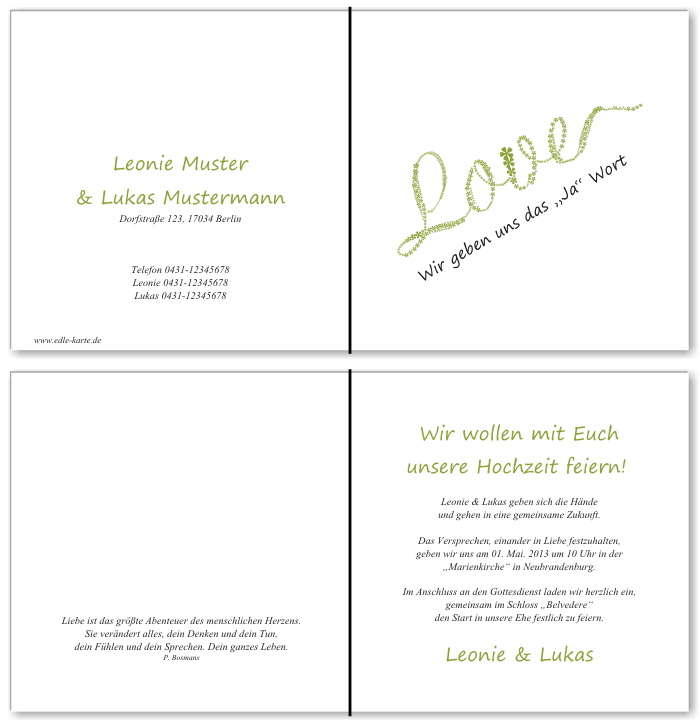  Einladungskarten Hochzeit, Hochzeitseinladungen, Hochzeitskarten, Einladungen f&uuml;r Hochzeit