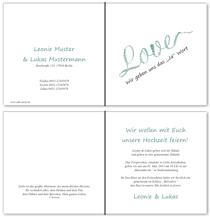  Einladungskarten Hochzeit, Hochzeitseinladungen, Hochzeitskarten, Einladungen f&uuml;r Hochzeit