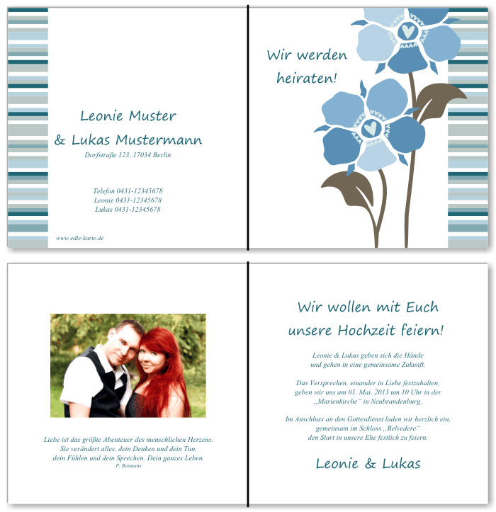  Einladungskarten Hochzeit, Hochzeitseinladungen, Hochzeitskarten, Einladungen f&uuml;r Hochzeit