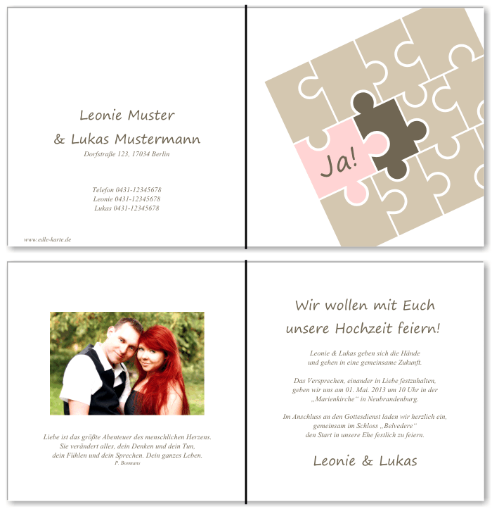  Einladungskarten Hochzeit, Hochzeitseinladungen, Hochzeitskarten, Einladungen f&uuml;r Hochzeit