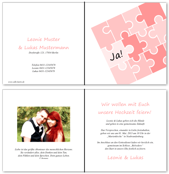  Einladungskarten Hochzeit, Hochzeitseinladungen, Hochzeitskarten, Einladungen f&uuml;r Hochzeit