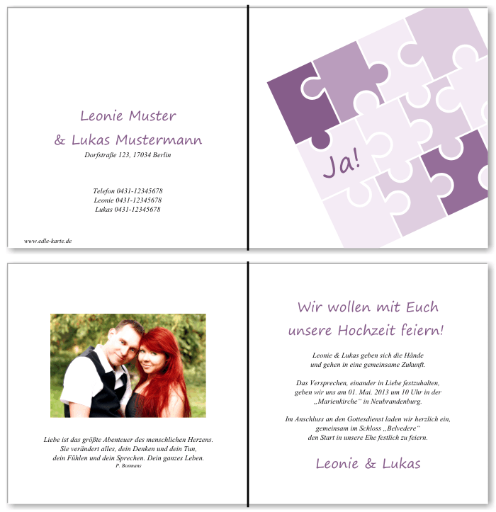  Einladungskarten Hochzeit, Hochzeitseinladungen, Hochzeitskarten, Einladungen f&uuml;r Hochzeit