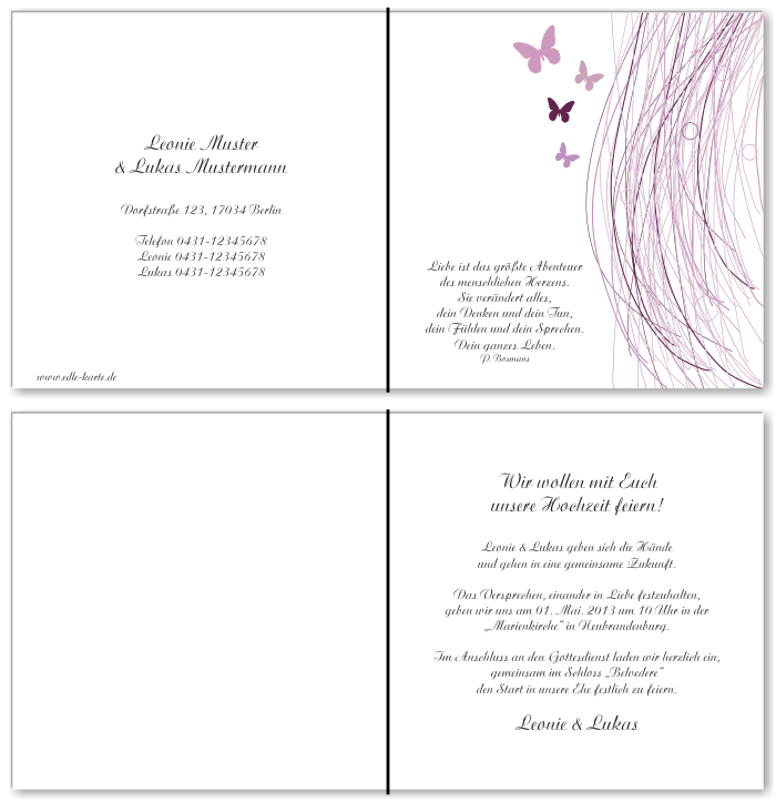  Einladungskarten Hochzeit, Hochzeitseinladungen, Hochzeitskarten, Einladungen f&uuml;r Hochzeit