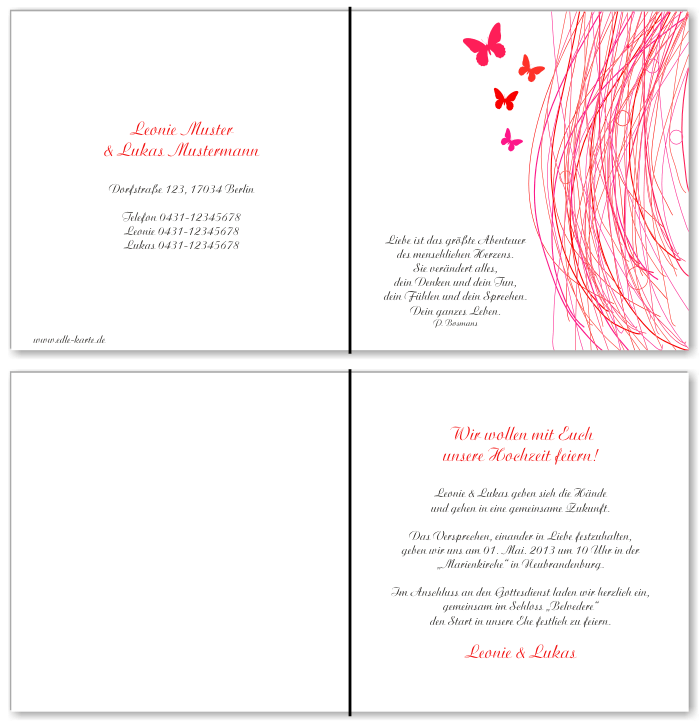  Einladungskarten Hochzeit, Hochzeitseinladungen, Hochzeitskarten, Einladungen f&uuml;r Hochzeit