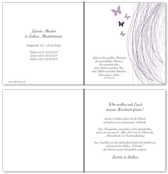  Einladungskarten Hochzeit, Hochzeitseinladungen, Hochzeitskarten, Einladungen f&uuml;r Hochzeit