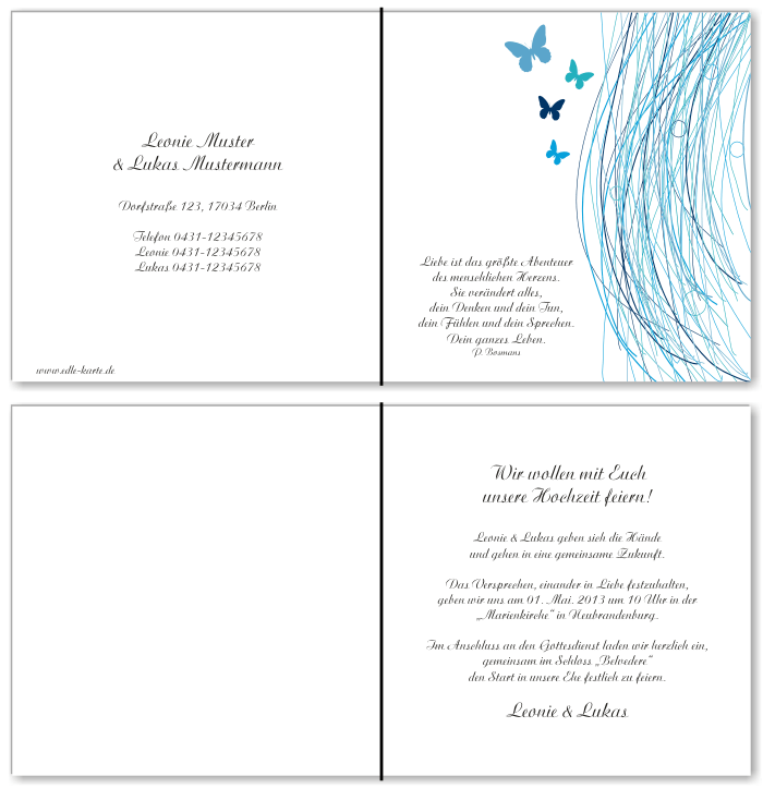  Einladungskarten Hochzeit, Hochzeitseinladungen, Hochzeitskarten, Einladungen f&uuml;r Hochzeit