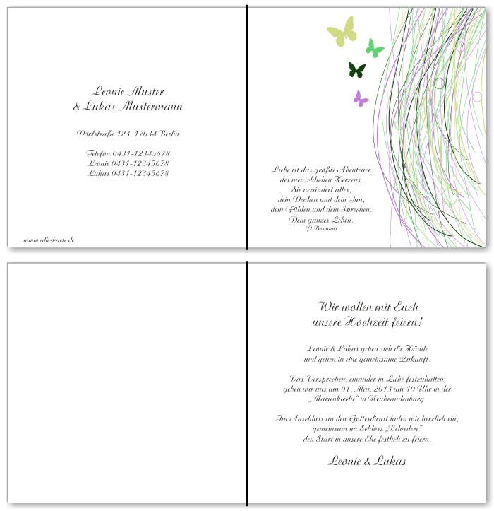  Einladungskarten Hochzeit, Hochzeitseinladungen, Hochzeitskarten, Einladungen f&uuml;r Hochzeit