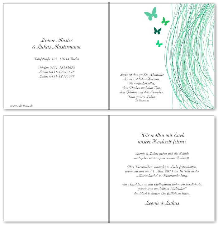  Einladungskarten Hochzeit, Hochzeitseinladungen, Hochzeitskarten, Einladungen f&uuml;r Hochzeit