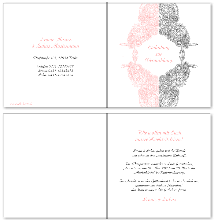  Einladungskarten Hochzeit, Hochzeitseinladungen, Hochzeitskarten, Einladungen f&uuml;r Hochzeit