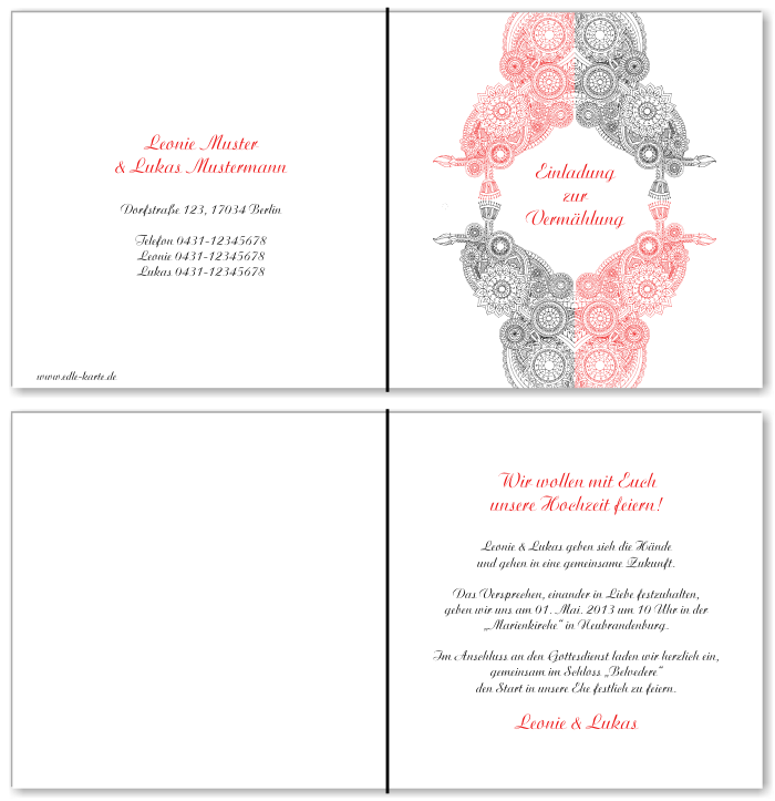  Einladungskarten Hochzeit, Hochzeitseinladungen, Hochzeitskarten, Einladungen f&uuml;r Hochzeit