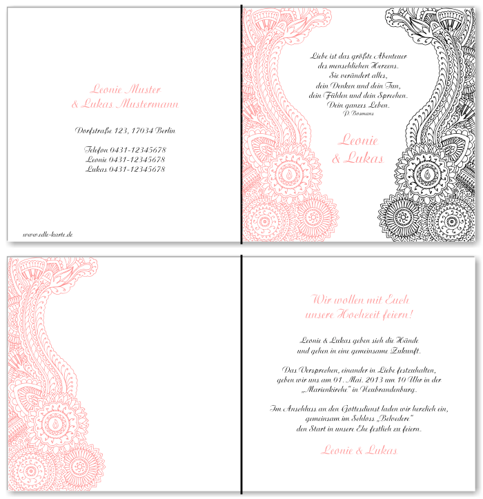  Einladungskarten Hochzeit, Hochzeitseinladungen, Hochzeitskarten, Einladungen f&uuml;r Hochzeit