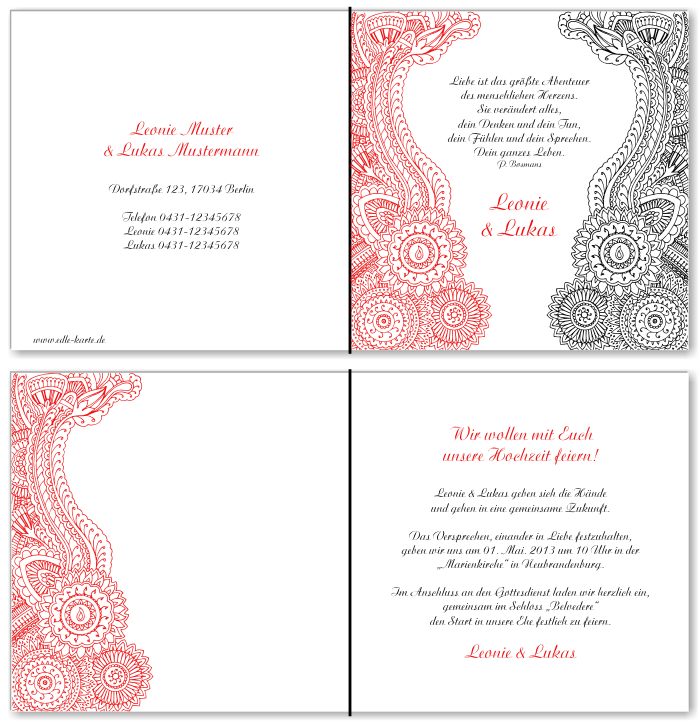  Einladungskarten Hochzeit, Hochzeitseinladungen, Hochzeitskarten, Einladungen f&uuml;r Hochzeit