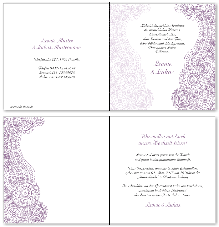  Einladungskarten Hochzeit, Hochzeitseinladungen, Hochzeitskarten, Einladungen f&uuml;r Hochzeit