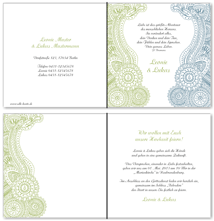  Einladungskarten Hochzeit, Hochzeitseinladungen, Hochzeitskarten, Einladungen f&uuml;r Hochzeit