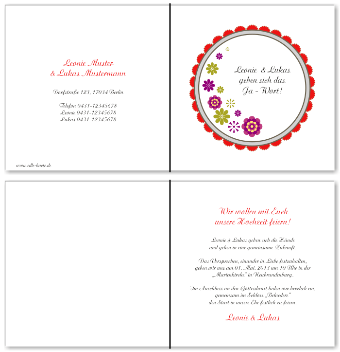  Einladungskarten Hochzeit, Hochzeitseinladungen, Hochzeitskarten, Einladungen f&uuml;r Hochzeit