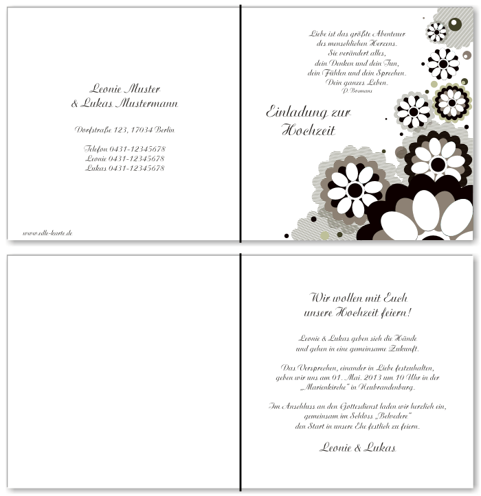  Einladungskarten Hochzeit, Hochzeitseinladungen, Hochzeitskarten, Einladungen f&uuml;r Hochzeit