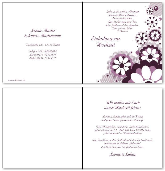  Einladungskarten Hochzeit, Hochzeitseinladungen, Hochzeitskarten, Einladungen f&uuml;r Hochzeit