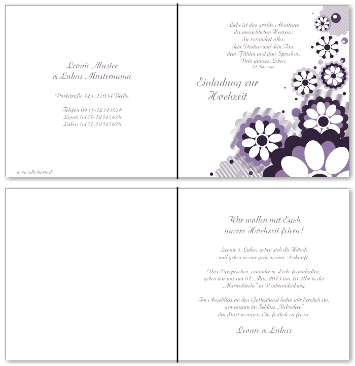  Einladungskarten Hochzeit, Hochzeitseinladungen, Hochzeitskarten, Einladungen f&uuml;r Hochzeit