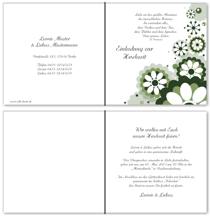  Einladungskarten Hochzeit, Hochzeitseinladungen, Hochzeitskarten, Einladungen f&uuml;r Hochzeit