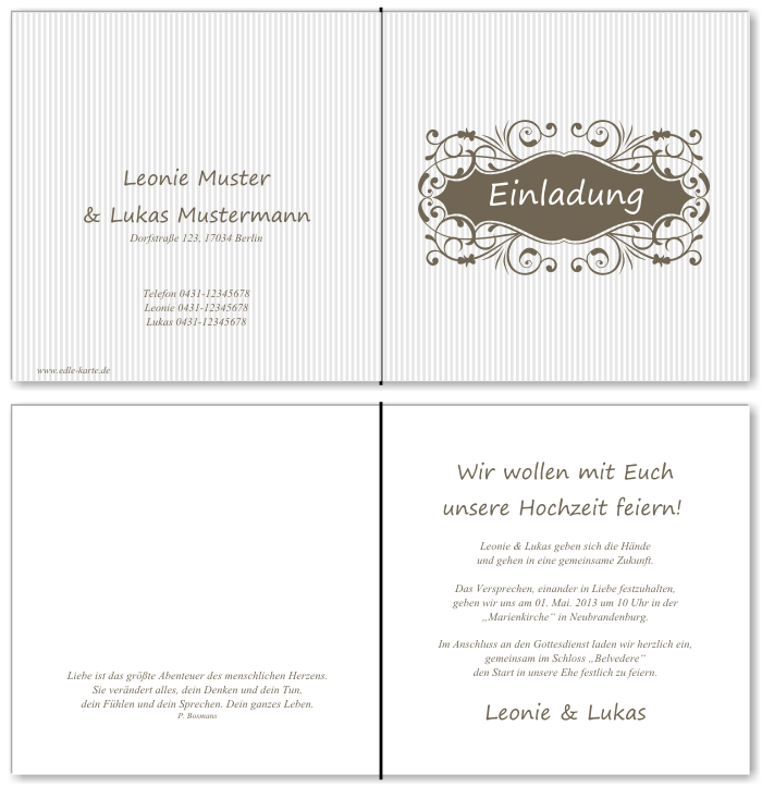  Einladungskarten Hochzeit, Hochzeitseinladungen, Hochzeitskarten, Einladungen f&uuml;r Hochzeit