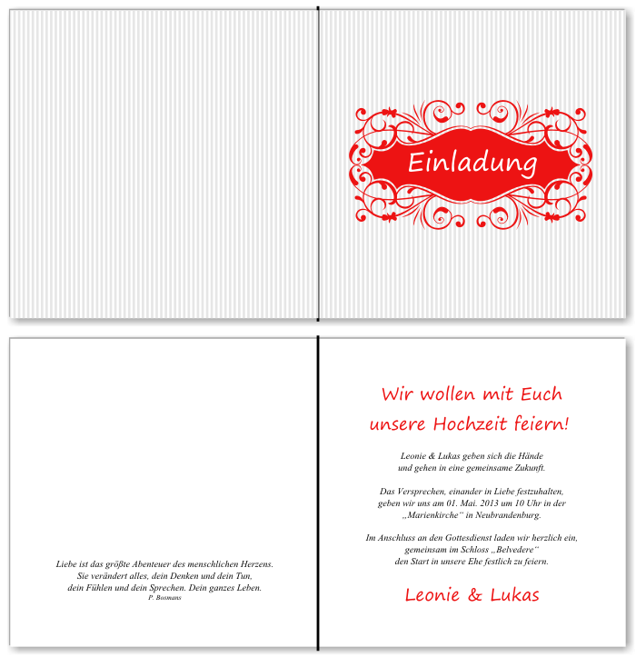  Einladungskarten Hochzeit, Hochzeitseinladungen, Hochzeitskarten, Einladungen f&uuml;r Hochzeit