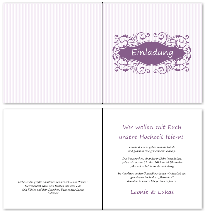  Einladungskarten Hochzeit, Hochzeitseinladungen, Hochzeitskarten, Einladungen f&uuml;r Hochzeit