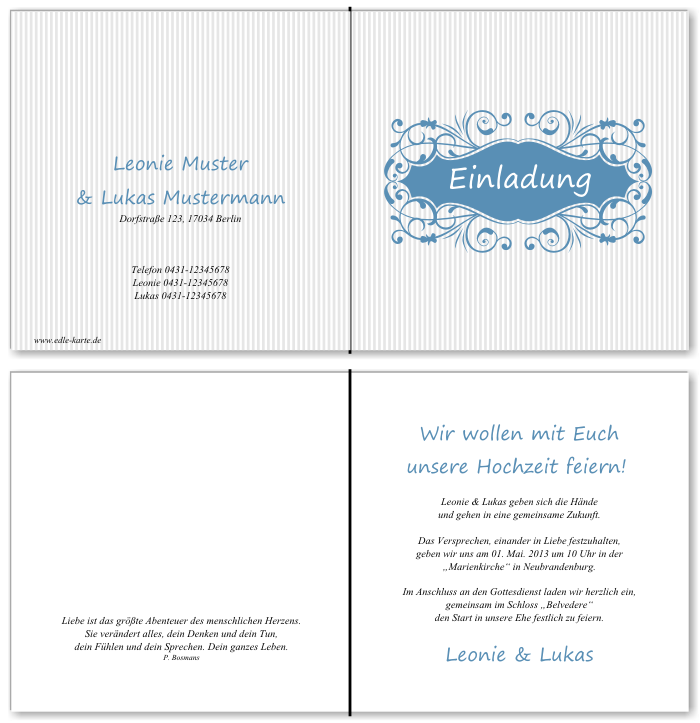  Einladungskarten Hochzeit, Hochzeitseinladungen, Hochzeitskarten, Einladungen f&uuml;r Hochzeit
