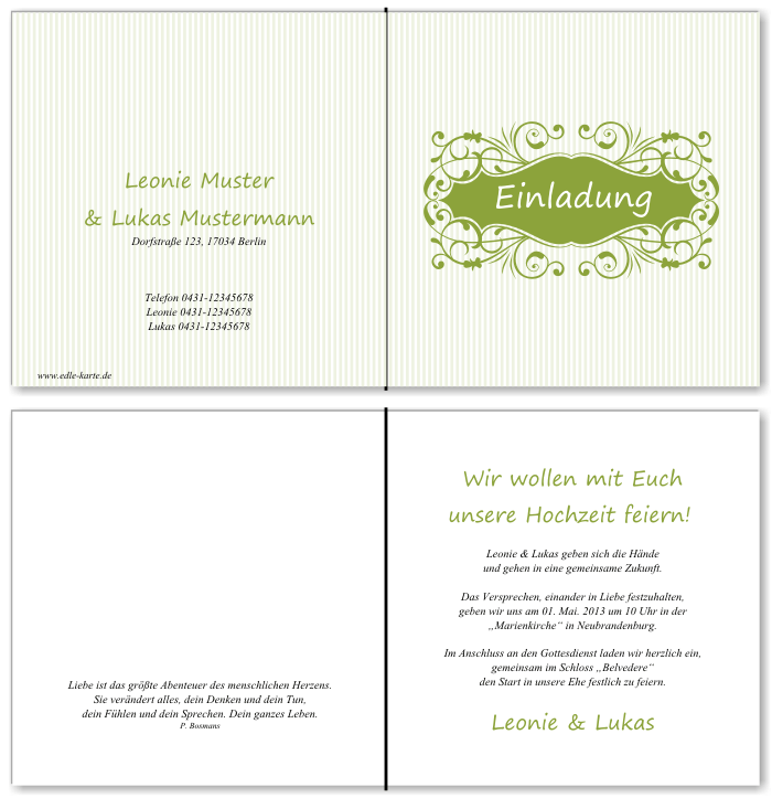  Einladungskarten Hochzeit, Hochzeitseinladungen, Hochzeitskarten, Einladungen f&uuml;r Hochzeit