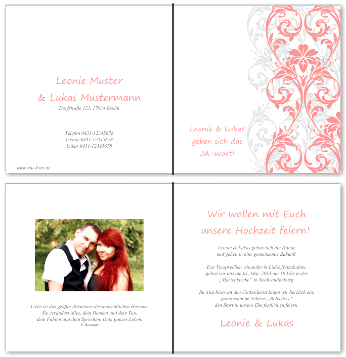  Einladungskarten Hochzeit, Hochzeitseinladungen, Hochzeitskarten, Einladungen f&uuml;r Hochzeit