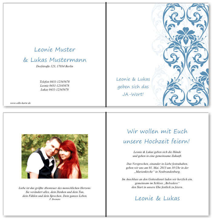  Einladungskarten Hochzeit, Hochzeitseinladungen, Hochzeitskarten, Einladungen f&uuml;r Hochzeit