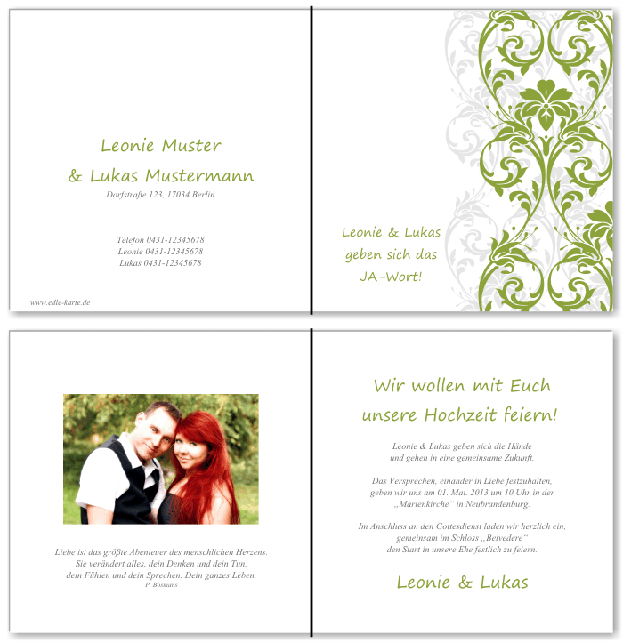  Einladungskarten Hochzeit, Hochzeitseinladungen, Hochzeitskarten, Einladungen f&uuml;r Hochzeit