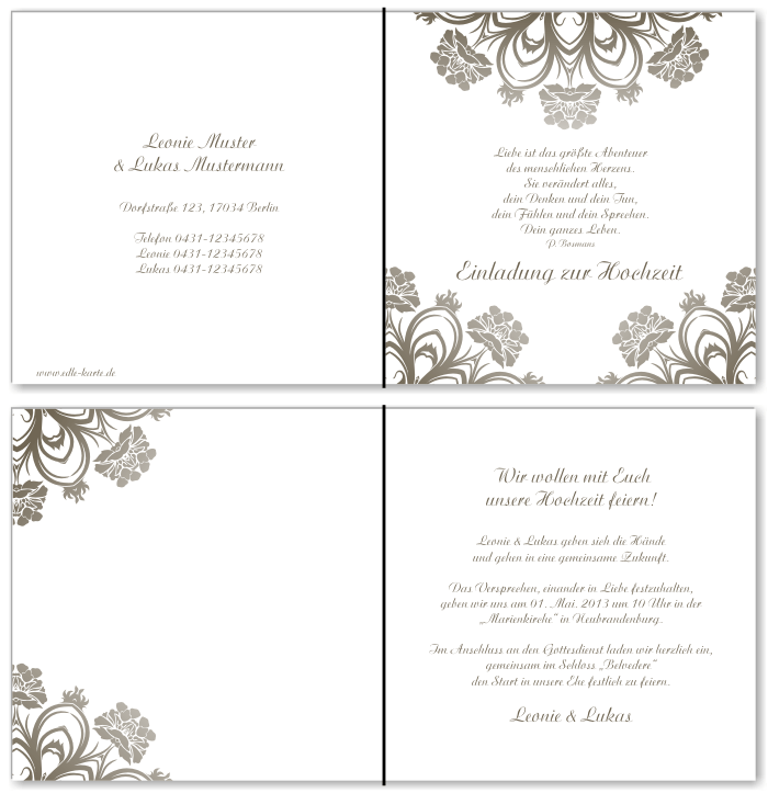  Einladungskarten Hochzeit, Hochzeitseinladungen, Hochzeitskarten, Einladungen f&uuml;r Hochzeit