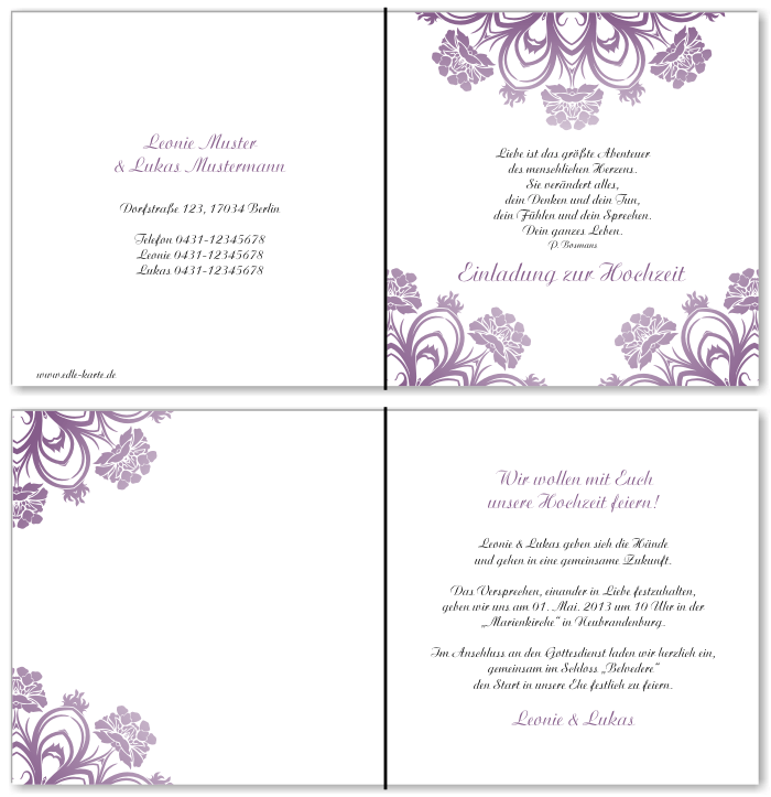  Einladungskarten Hochzeit, Hochzeitseinladungen, Hochzeitskarten, Einladungen f&uuml;r Hochzeit