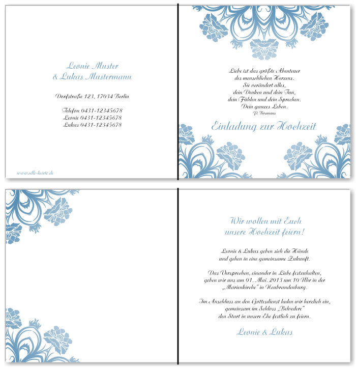  Einladungskarten Hochzeit, Hochzeitseinladungen, Hochzeitskarten, Einladungen f&uuml;r Hochzeit