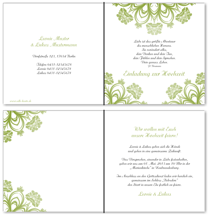  Einladungskarten Hochzeit, Hochzeitseinladungen, Hochzeitskarten, Einladungen f&uuml;r Hochzeit