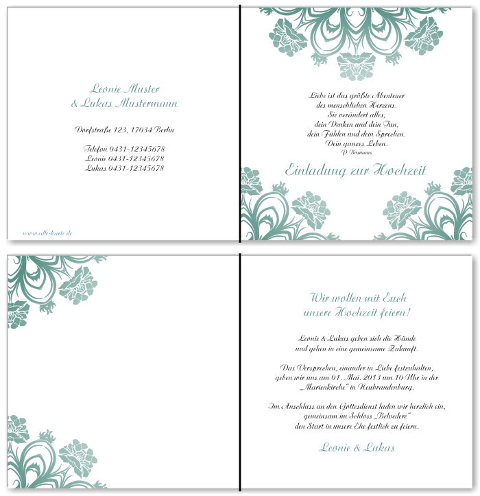  Einladungskarten Hochzeit, Hochzeitseinladungen, Hochzeitskarten, Einladungen f&uuml;r Hochzeit