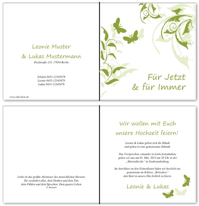  Einladungskarten Hochzeit, Hochzeitseinladungen, Hochzeitskarten, Einladungen f&uuml;r Hochzeit