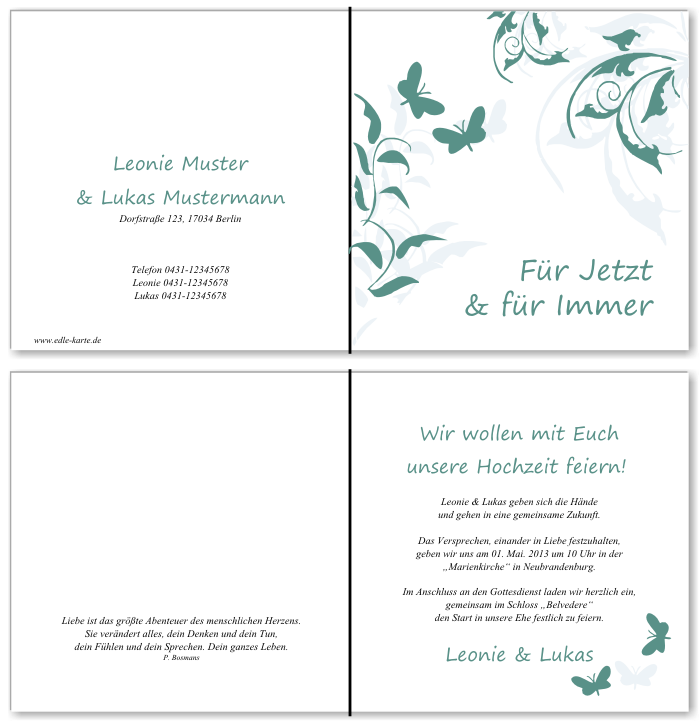 Einladungskarten Hochzeit, Hochzeitseinladungen, Hochzeitskarten, Einladungen f&uuml;r Hochzeit