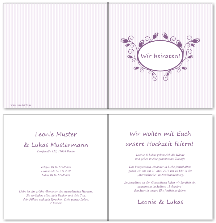  Einladungskarten Hochzeit, Hochzeitseinladungen, Hochzeitskarten, Einladungen f&uuml;r Hochzeit