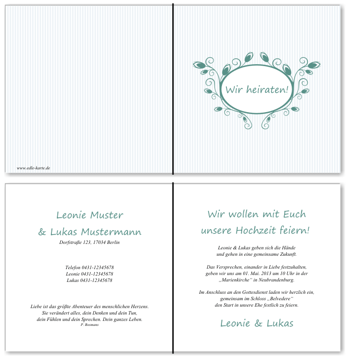  Einladungskarten Hochzeit, Hochzeitseinladungen, Hochzeitskarten, Einladungen f&uuml;r Hochzeit