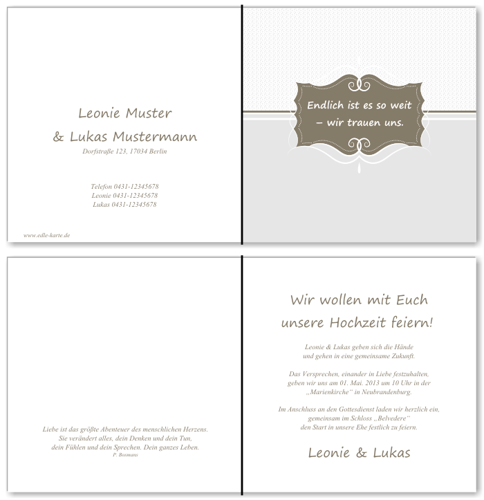  Einladungskarten Hochzeit, Hochzeitseinladungen, Hochzeitskarten, Einladungen f&uuml;r Hochzeit