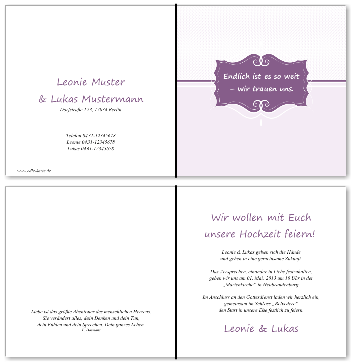  Einladungskarten Hochzeit, Hochzeitseinladungen, Hochzeitskarten, Einladungen f&uuml;r Hochzeit