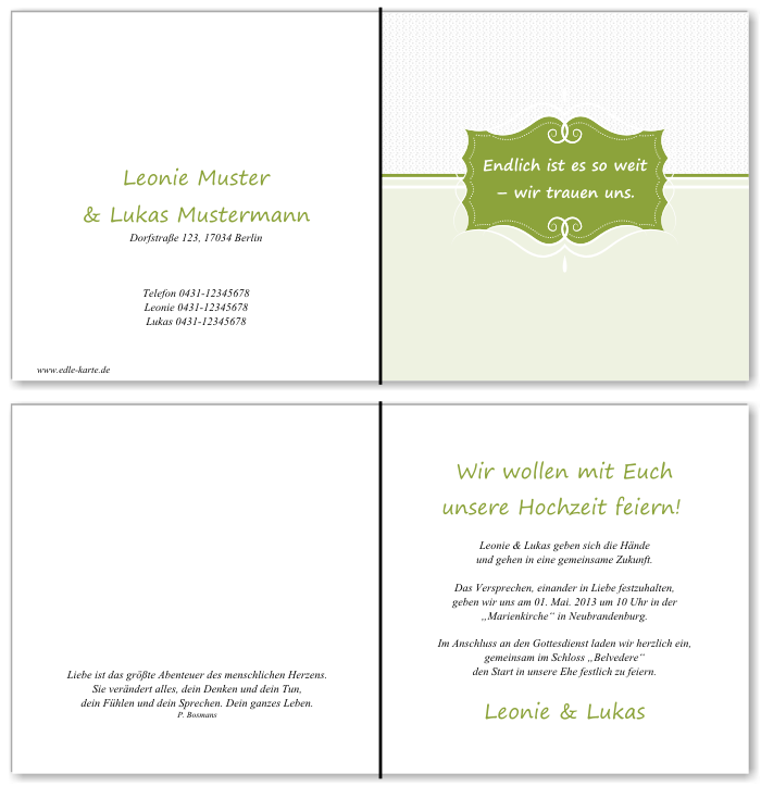  Einladungskarten Hochzeit, Hochzeitseinladungen, Hochzeitskarten, Einladungen f&uuml;r Hochzeit