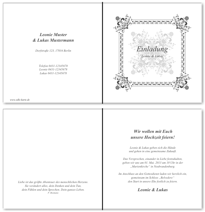  Einladungskarten Hochzeit, Hochzeitseinladungen, Hochzeitskarten, Einladungen f&uuml;r Hochzeit