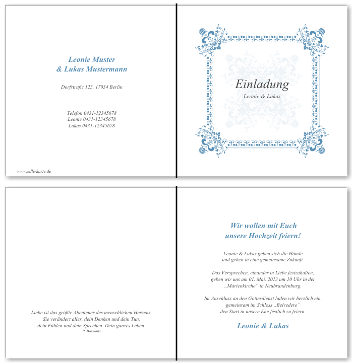 Einladungskarten Hochzeit, Hochzeitseinladungen, Hochzeitskarten, Einladungen f&uuml;r Hochzeit