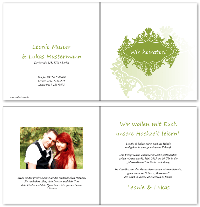  Einladungskarten Hochzeit, Hochzeitseinladungen, Hochzeitskarten, Einladungen f&uuml;r Hochzeit