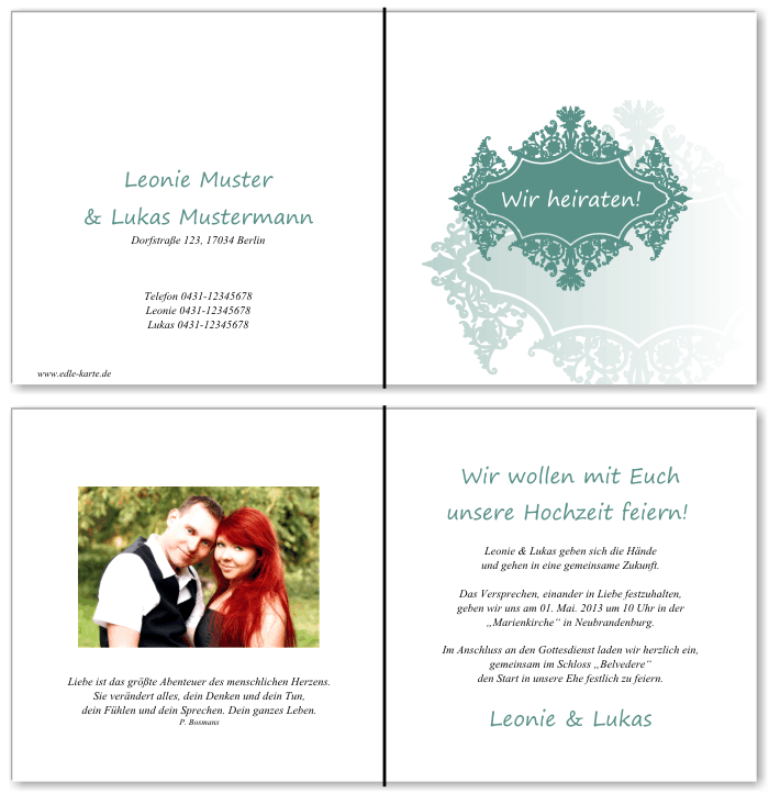  Einladungskarten Hochzeit, Hochzeitseinladungen, Hochzeitskarten, Einladungen f&uuml;r Hochzeit