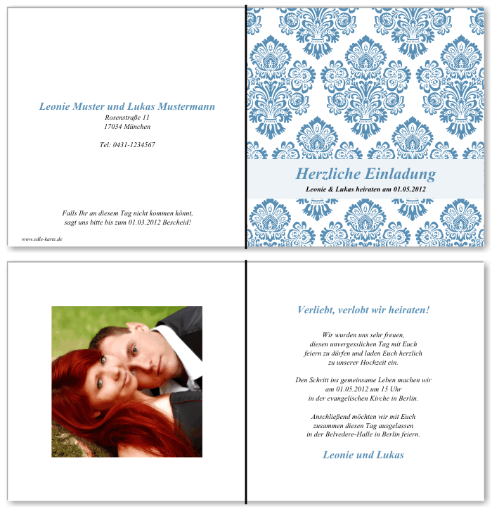  Einladungskarten Hochzeit, Hochzeitseinladungen, Hochzeitskarten, Einladungen f&uuml;r Hochzeit